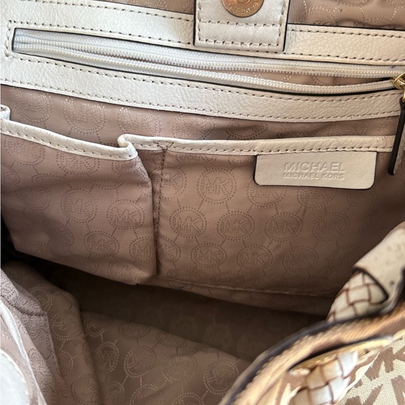 Michael Kors Tan and Cream Logo Tote Purse - Picture 5 of 8